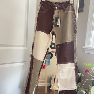 The pants are brand new. Boyfriend fit, very long